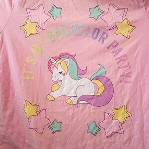 It's My Bachelor Party! Pink Unicorn 🦄 Surrounded By Stars Short Sleeve T-shirt